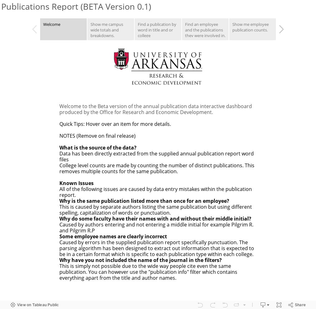 Publications Report (BETA Version 0.1) 